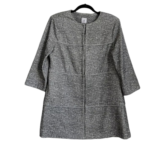 Cabi "The Times" long knit Jacket Blazrr black print Preppy Outerwear  sz S - Picture 3 of 11